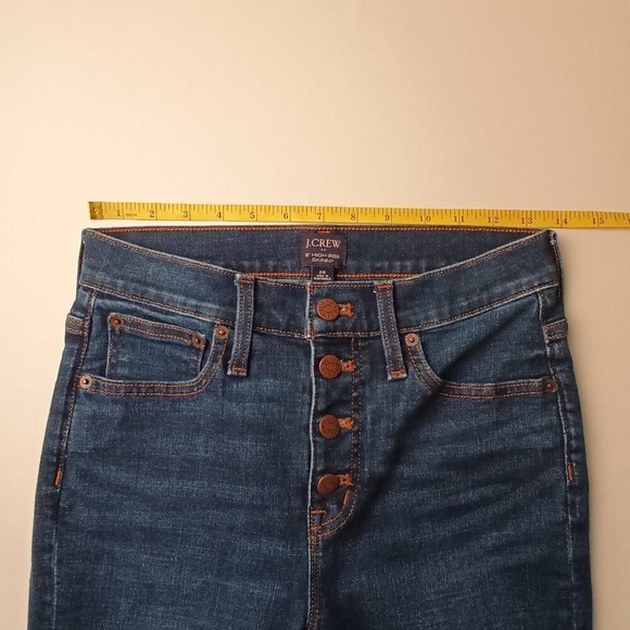 J Crew Denim Jeans Size 26/4 Buttonfly Mid Rise Skinny Leg Medium Dark Wash - Picture 7 of 10